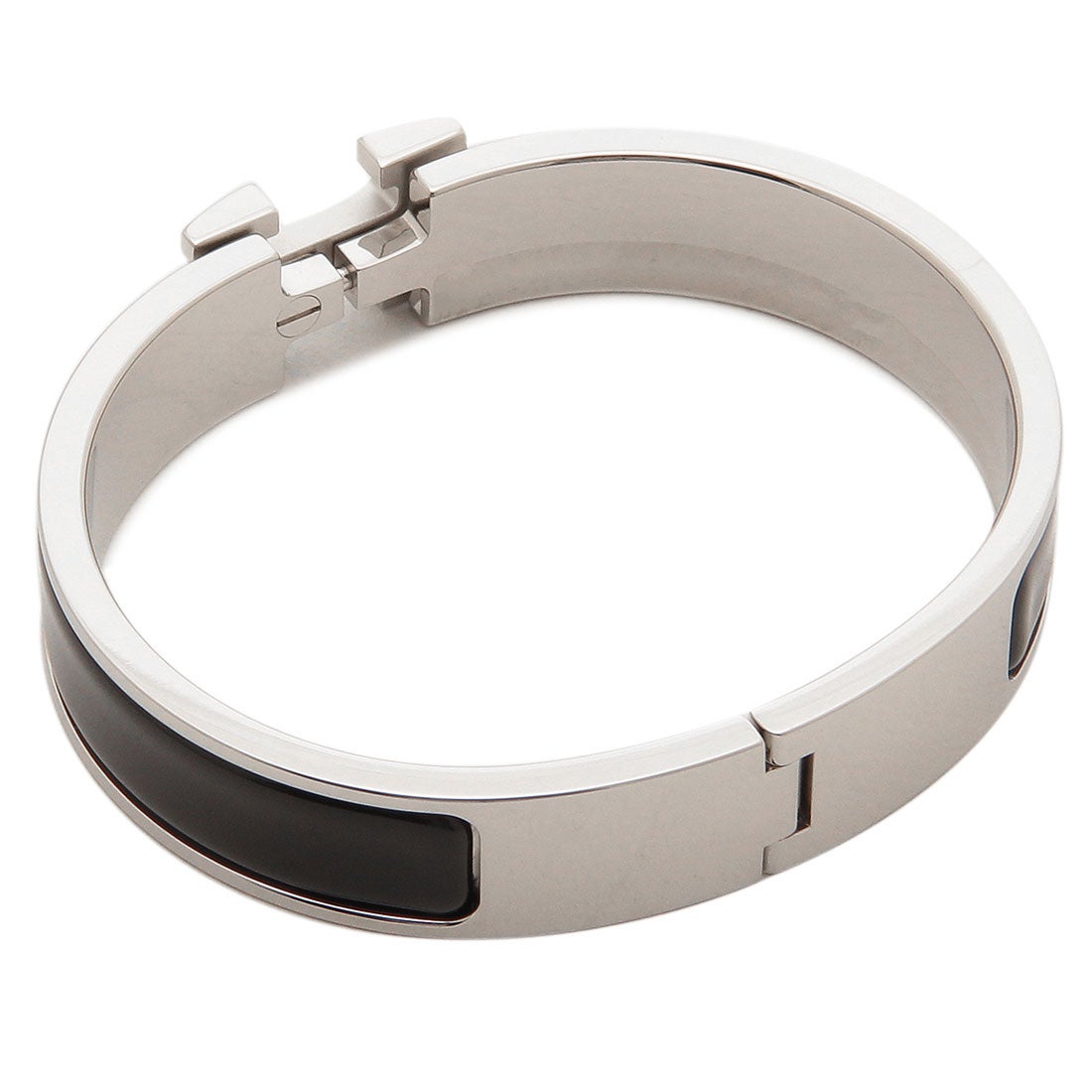 エルメス Hermes ブレスレット バングル クリックH ブラック シルバー