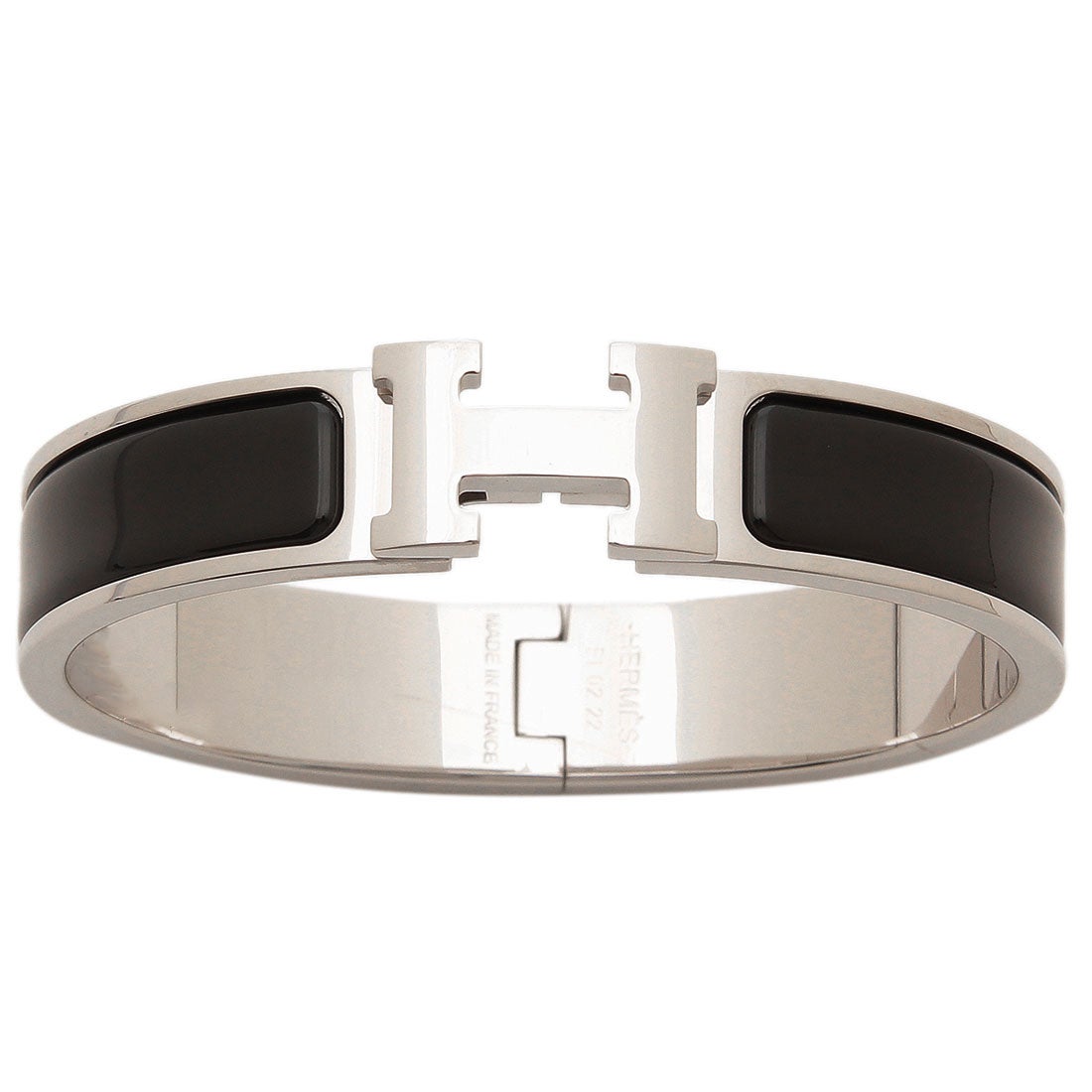 エルメス Hermes ブレスレット バングル クリックH ブラック シルバー