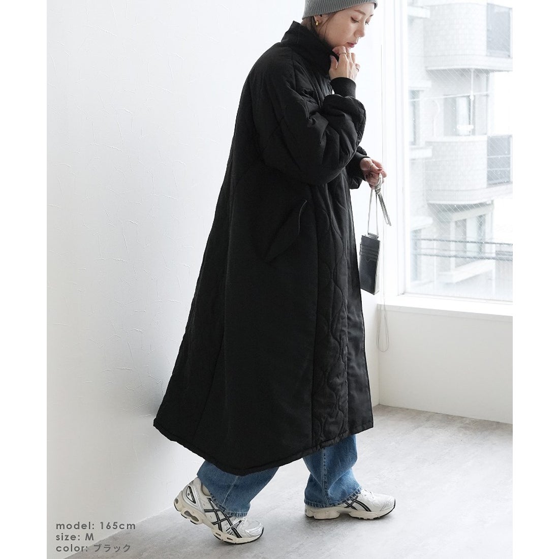 レカ reca キルト切替スタンドネックロングコート（y8128