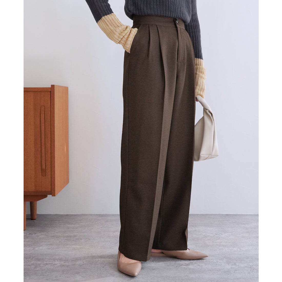 レカ reca ツータックワイドパンツ（y2782） （ブラウン