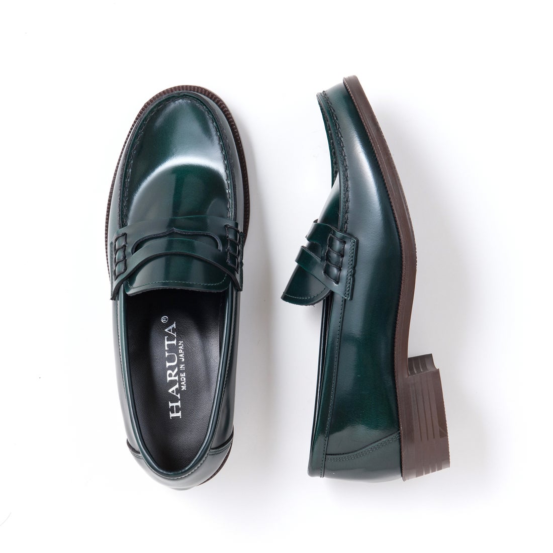 ハルタ HARUTA レザーカジュアルコインローファー（グリーン