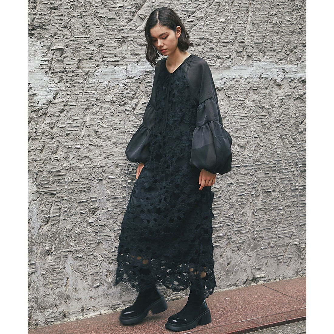 スマイルオーキッド SMILE ORCHID フラワーモチーフバルーン袖