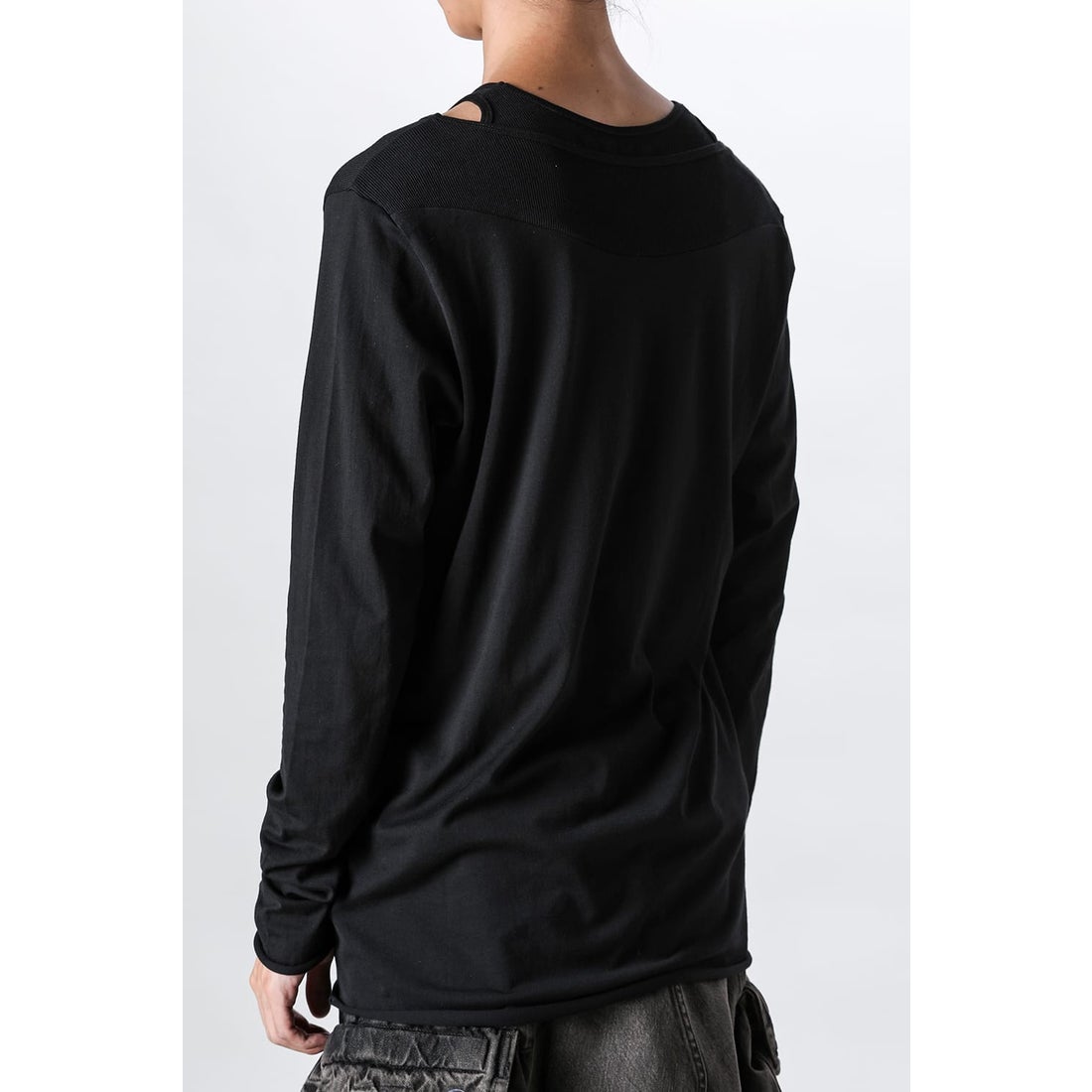 ユリウス JULIUS Cotton Jersey Switching Long Sleeve T-shirt（BLACK