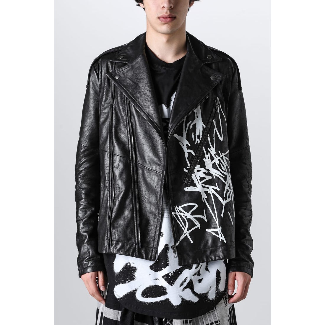 ユリウス JULIUS Ana-Moto JD Leather Jacket （Black） -デザイナーズ