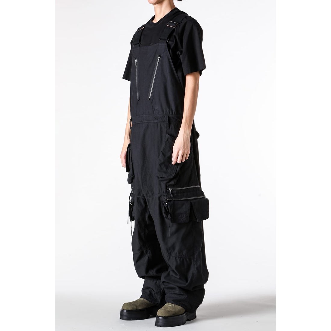 ユリウス JULIUS COTTON SATIN BACK OVERALL （BLACK） -FASCINATE