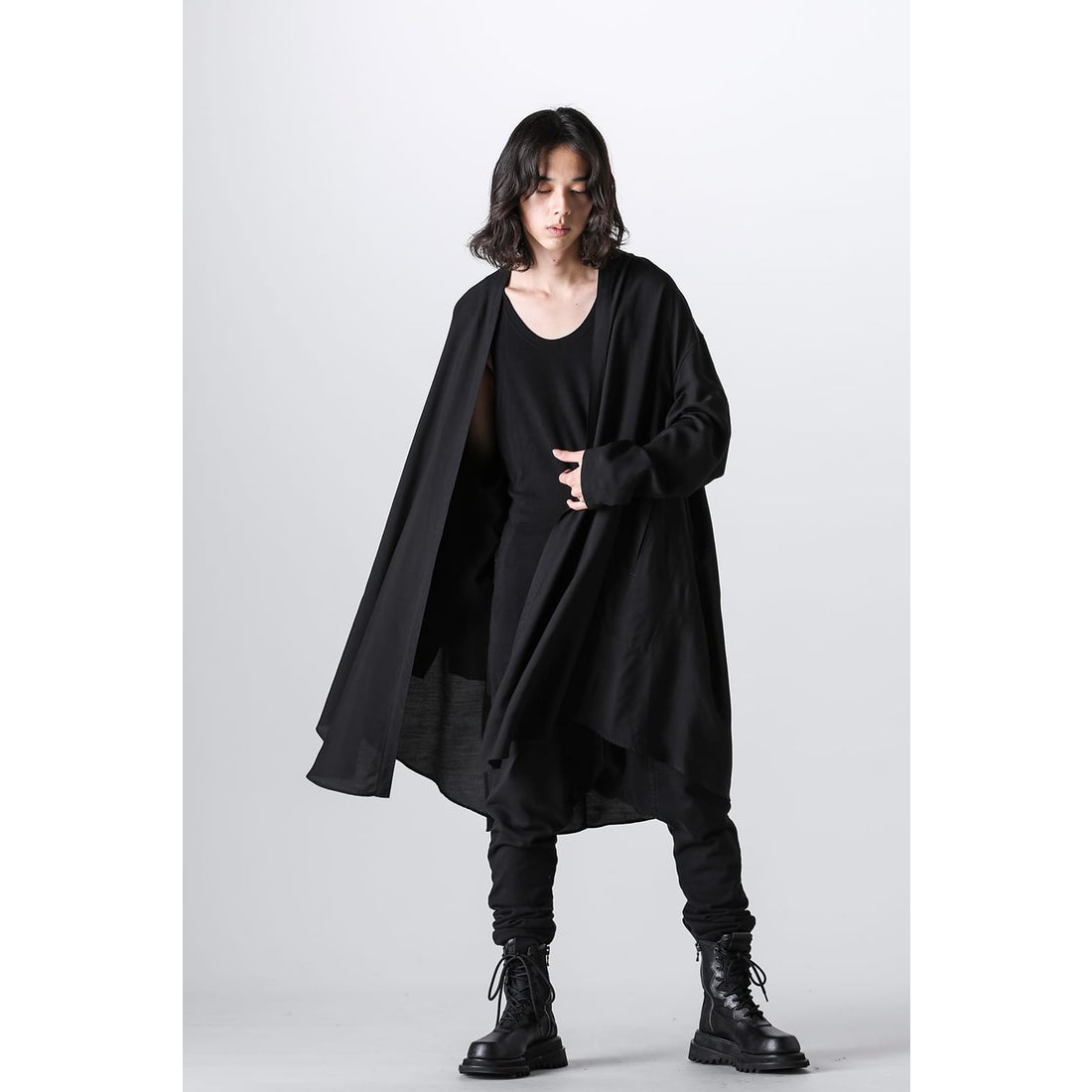 ユリウス JULIUS Cotton Sweat Seamed Sarrouel Pants （Black