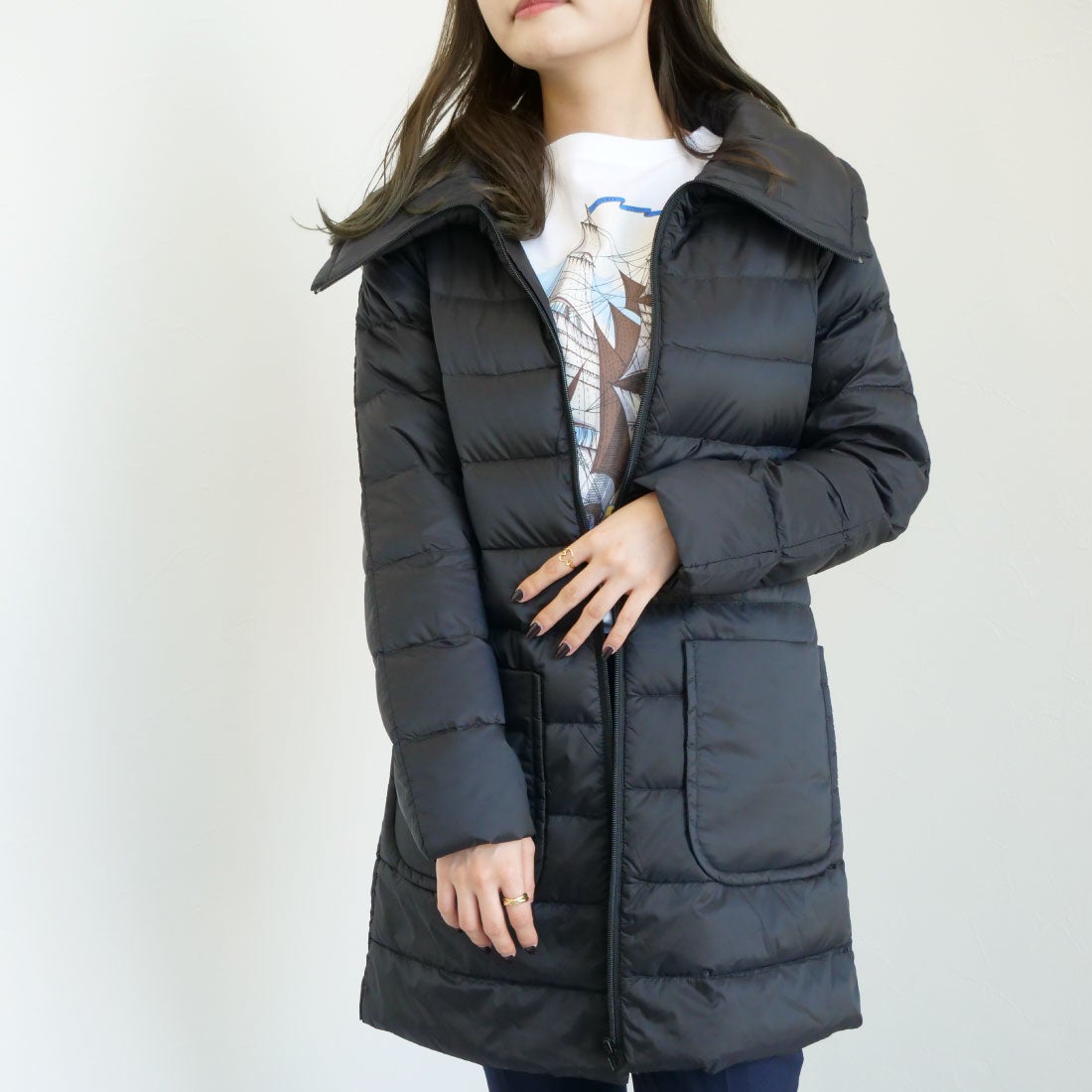 JUNKO SHIMADA 49AV.junko shimada 衿付きミドル丈ダウンコート