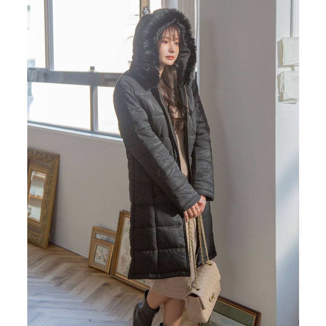 ジュリアブティック JULIA BOUTIQUE フード付き中綿ダウン風ロング