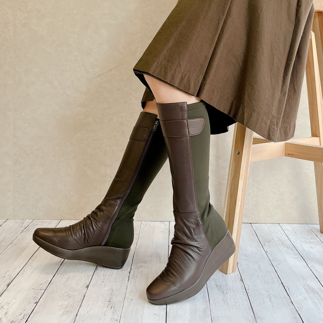 ジェイエス ハートレーベル JS Heartlavel 本革 ストレッチコンビ