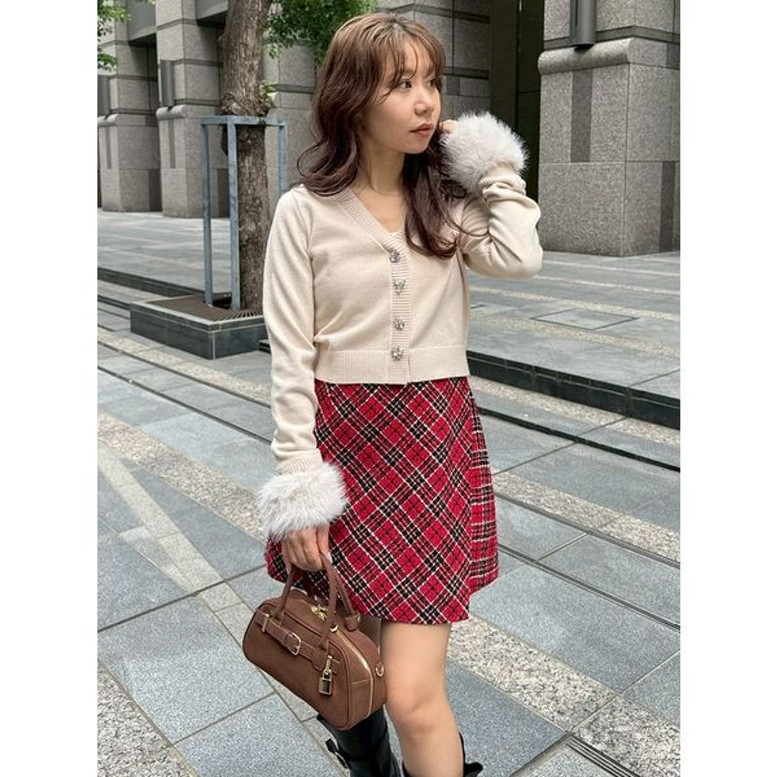 リリーブラウン LILY BROWN ロービングチェックスカショーパン （RED