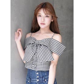 リップサービス LIP SERVICE ツイードリボンオフショルトップス