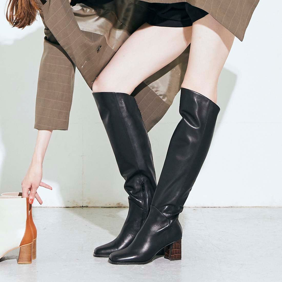 モード エ ジャコモ MODE ET JACOMO バック切り替えスクエアトゥロング