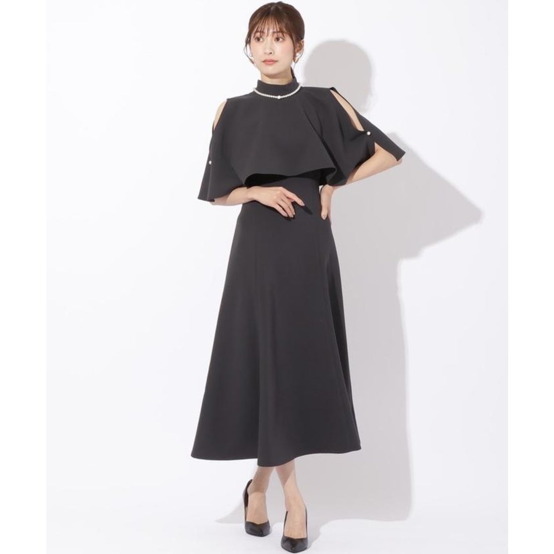 アンドクチュール AND COUTURE ケープレイヤードドレス （ミント