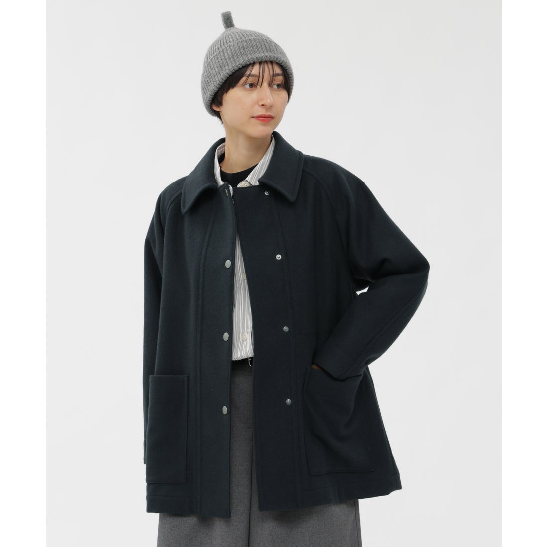 エムエイチエル MHL. BASIC WOOL MELTON （DARK GREEN3