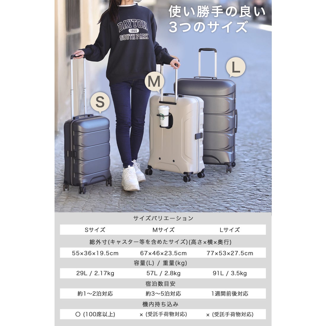 プロエヴォ Proevo Proevo スーツケース 機内持ち込み LCC 超軽量 2.17