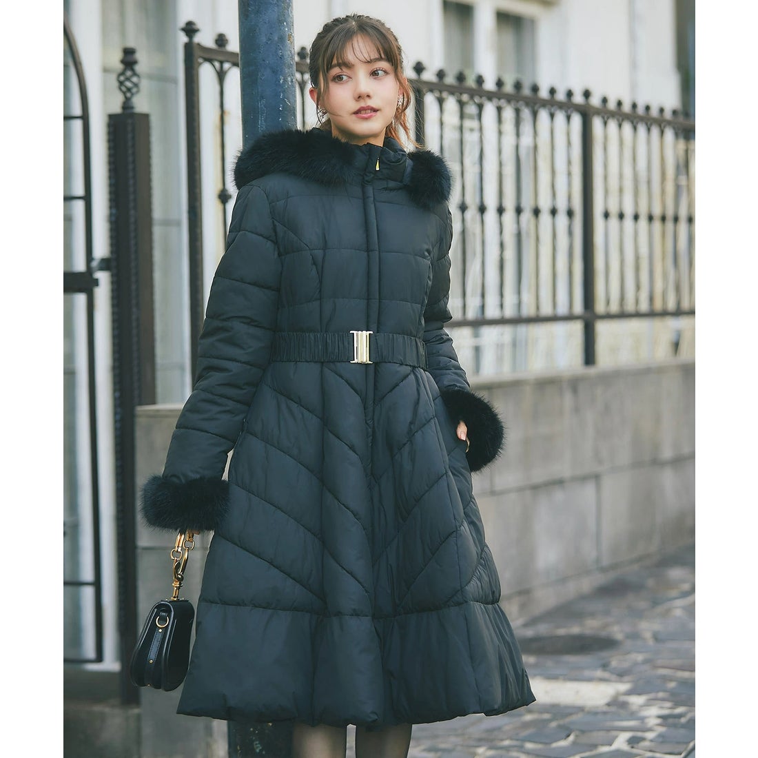 トッコクローゼット tocco closet 取り外し可能なファー＆ベルト付き