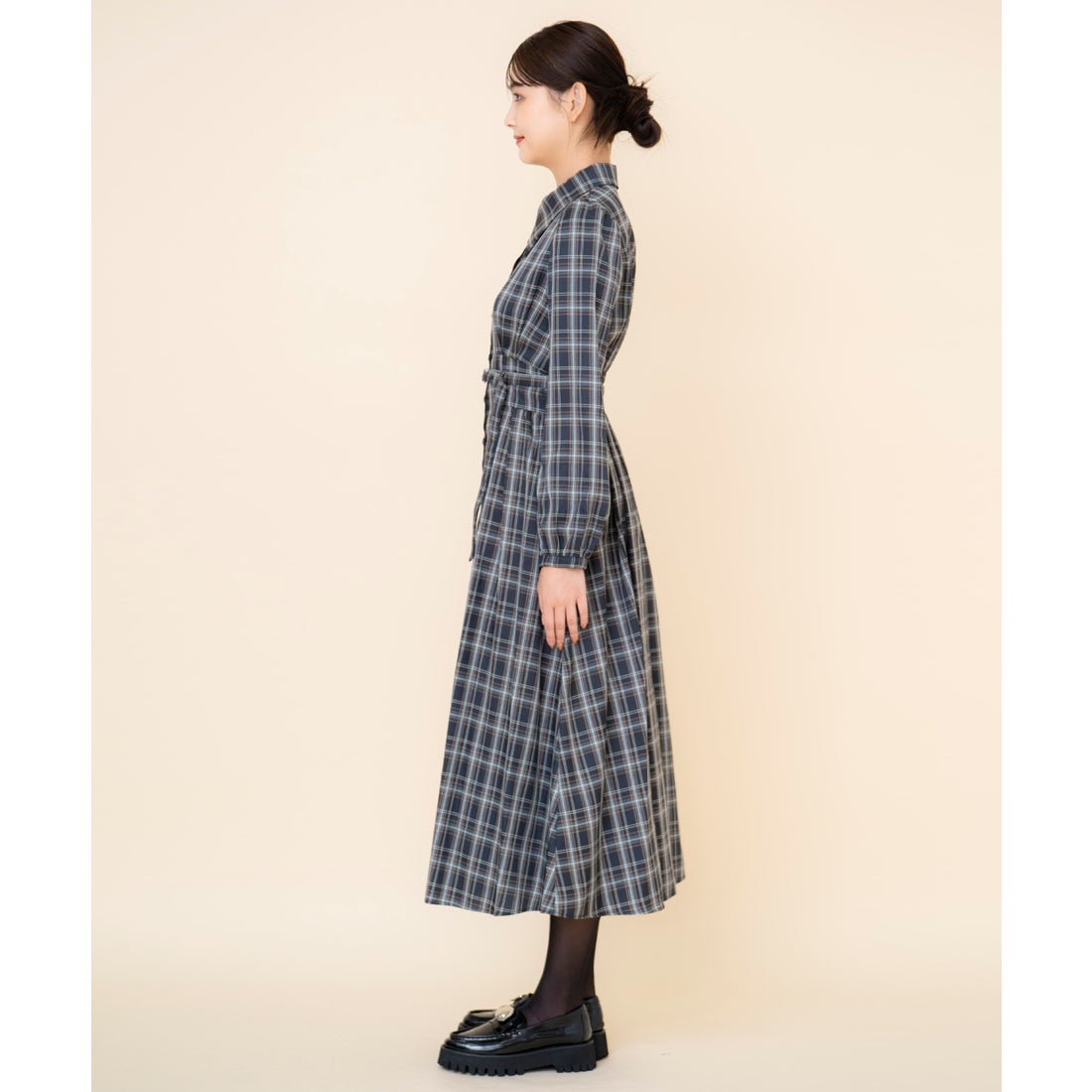 レディアゼル REDYAZEL チェックシャツワンピース （ブラウン