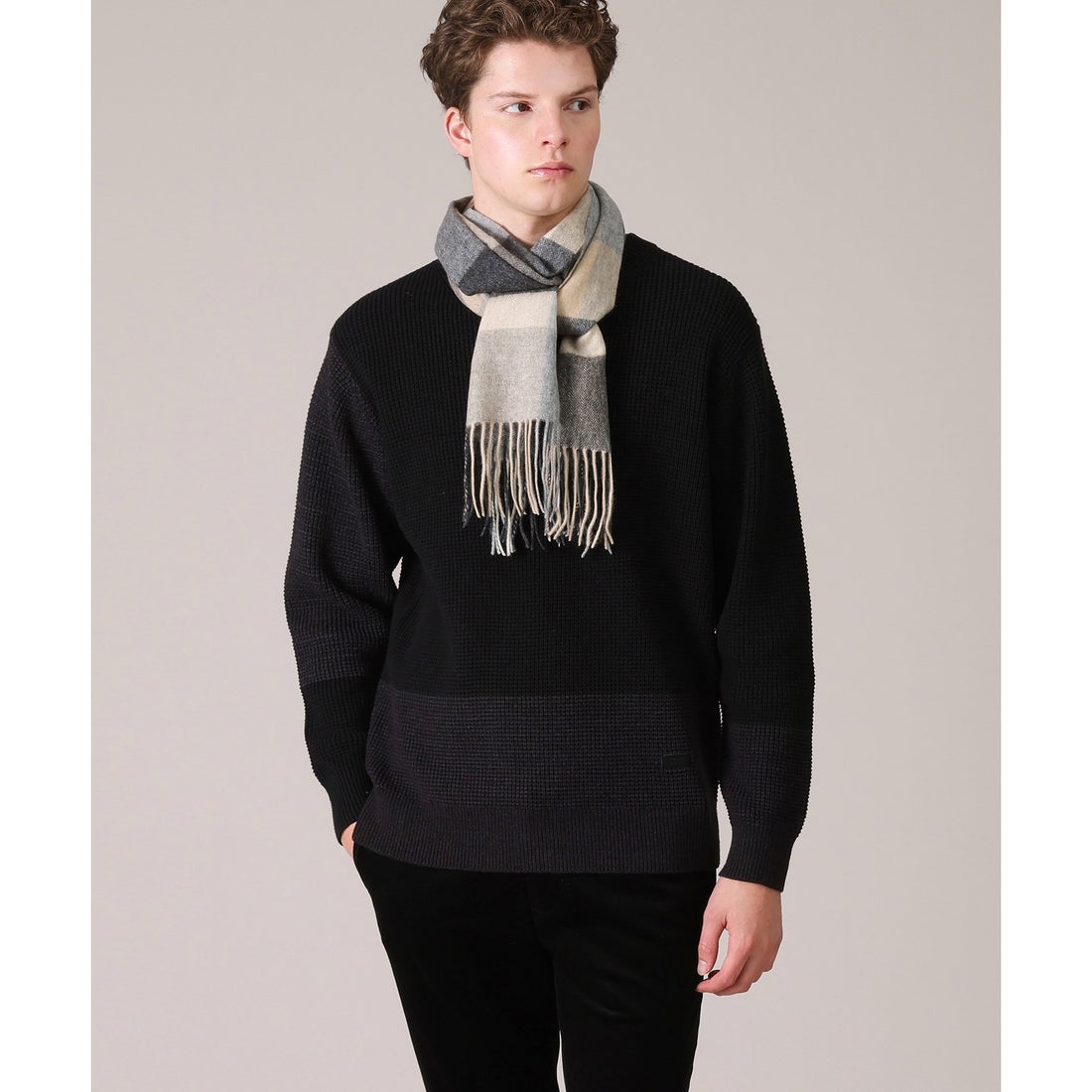 タケオキクチ TAKEO KIKUCHI 【カシミヤ100%】 チェック カシミヤ