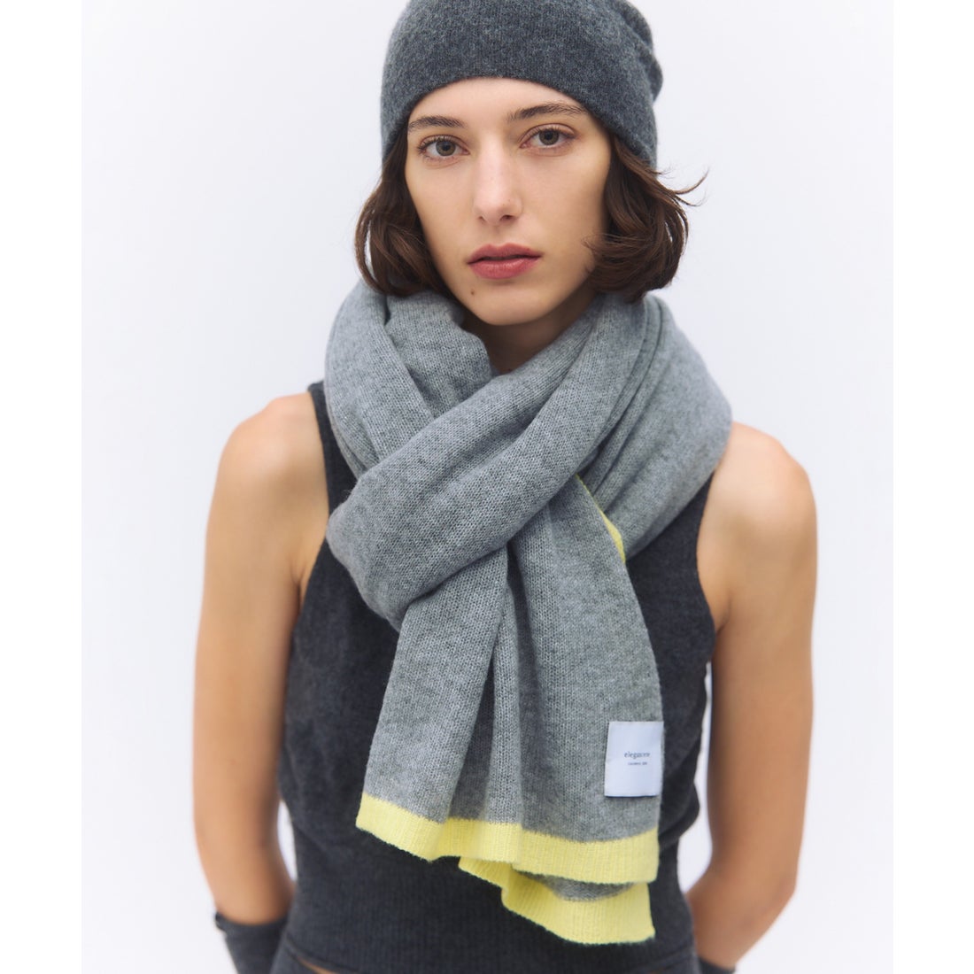 エレガンセーゼ elegancese Mesh cashmere stole （ライトグレー