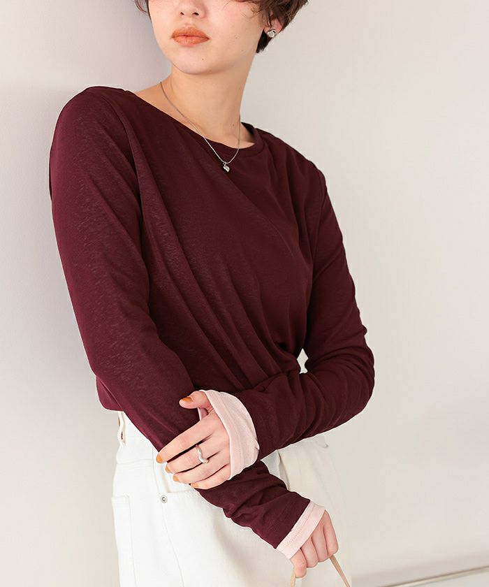 シアーカットソーロングスリーブトップス【メール便可／95】 | titivate