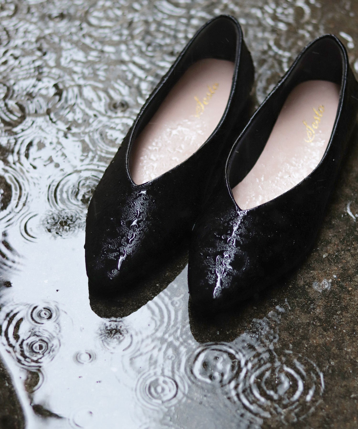 生活防水対応Vカットフラットレインパンプス/オールウェザーパンプス