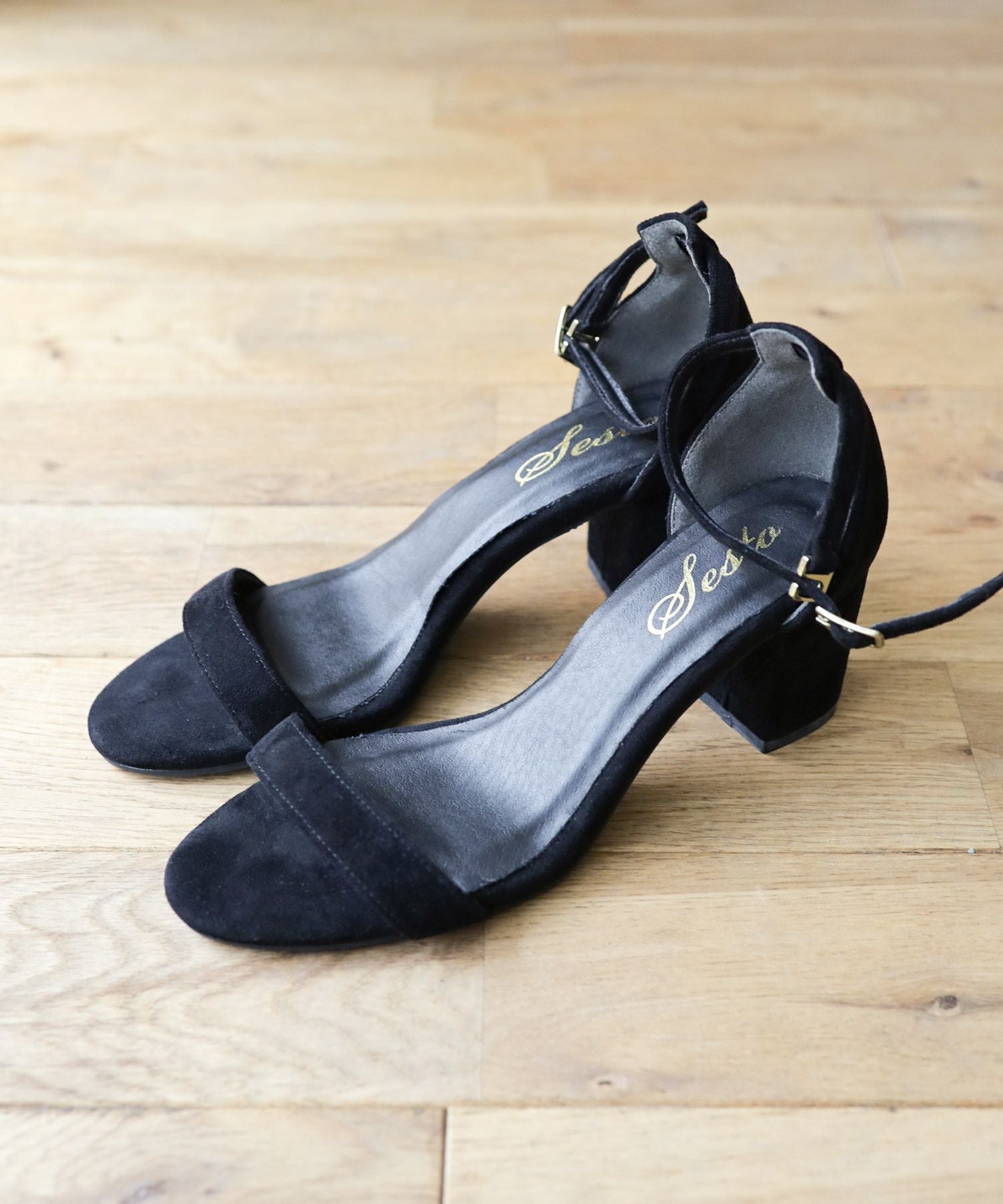 6.5cmチャンキーヒールのワンストラップサンダル/ふわふわクッション