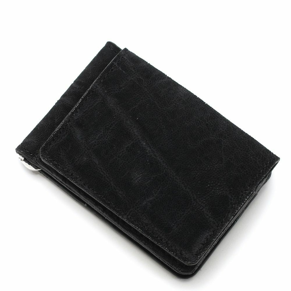 マネークリップ ウォレット ブラックエレファント（ゾウ革）│メンズ革