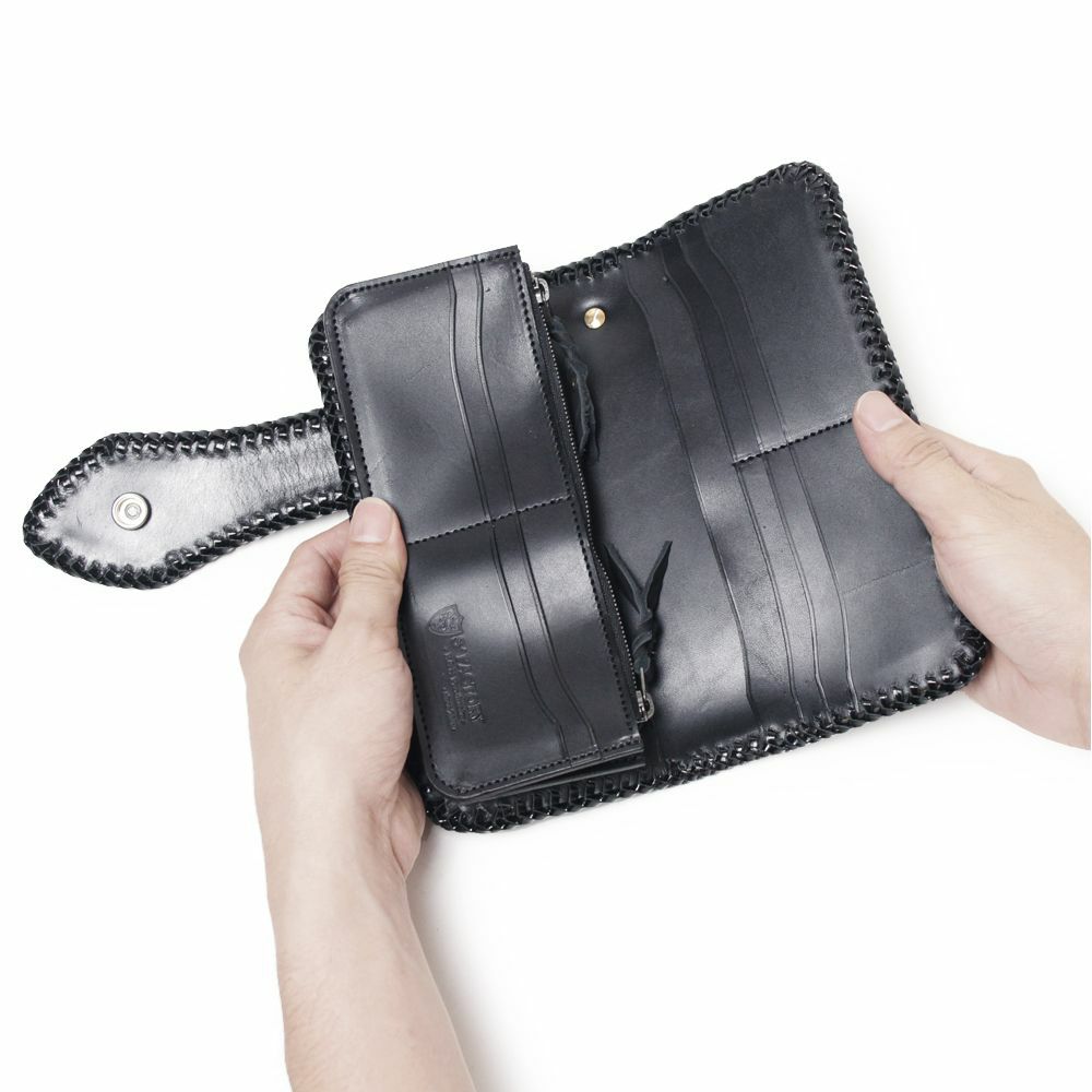 バイカーズウォレット05 クロコダイル ブラック（ワニ革）│メンズ革