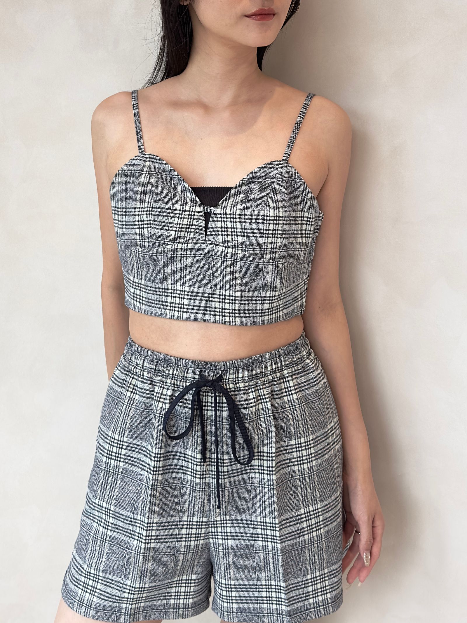 NOUNLESS - CHECK BRA BUSTIER (GRAY) / チェックブラビスチェ グレー