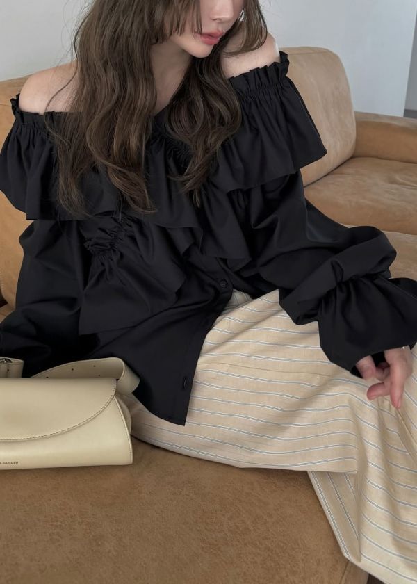 WILLFULLY - frill cross asymmetry BL / フリルクロス アシンメトリー