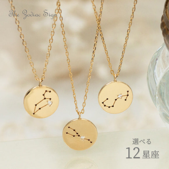K10 ゴールド 12星座 コインネックレス ~ The Zodiac Sign ~ N00270