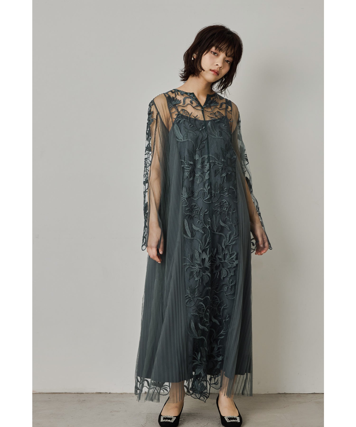 エスニックサイドプリーツドレス Aライン マタニティ 妊婦 結婚式