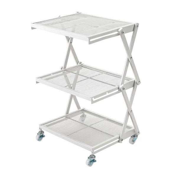 東谷 折りたたみラック キャスター付き 棚 シェルフ 高さ調節 ワゴン