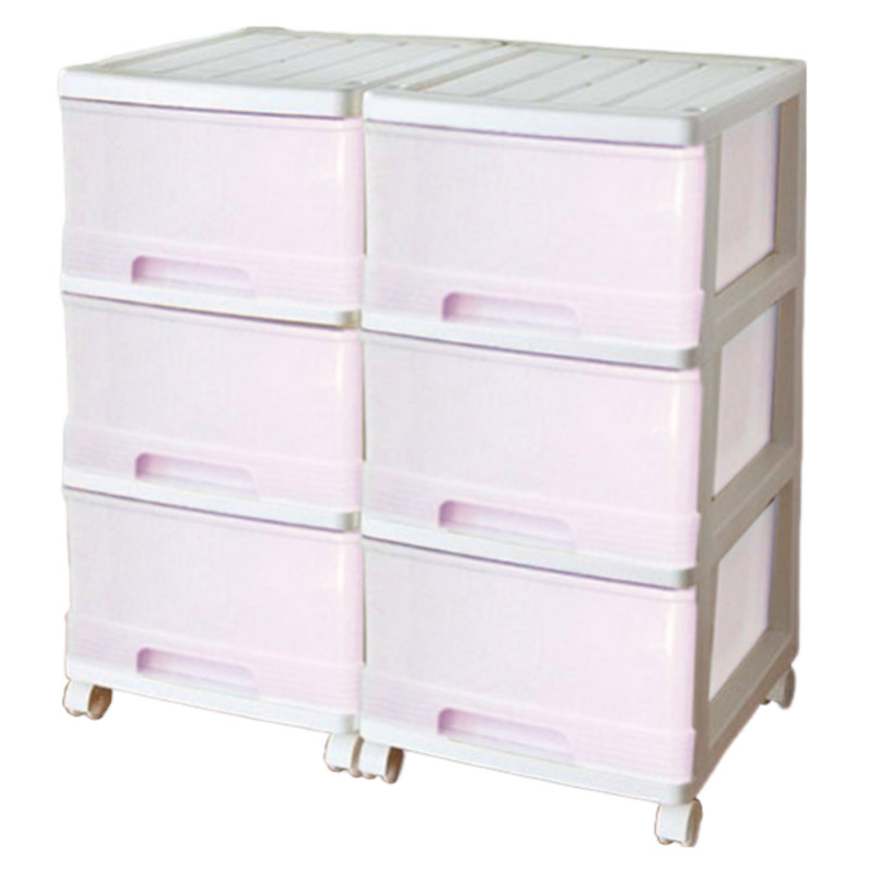 収納ケース プラスチック 引き出し 深型 3段 2個組 おしゃれ ピンク