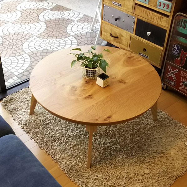 こたつ こたつテーブル テーブル 丸型 円形 直径 90cm ナチュラル 折れ