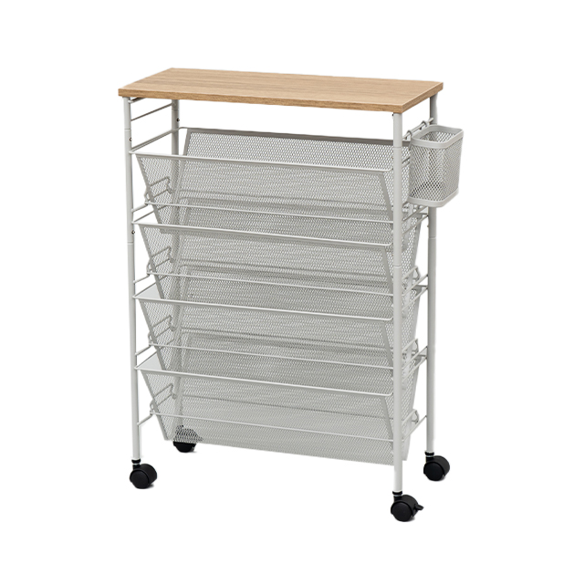 mottole（モットル） マガジンラック スリム キャスター 4段 メッシュ