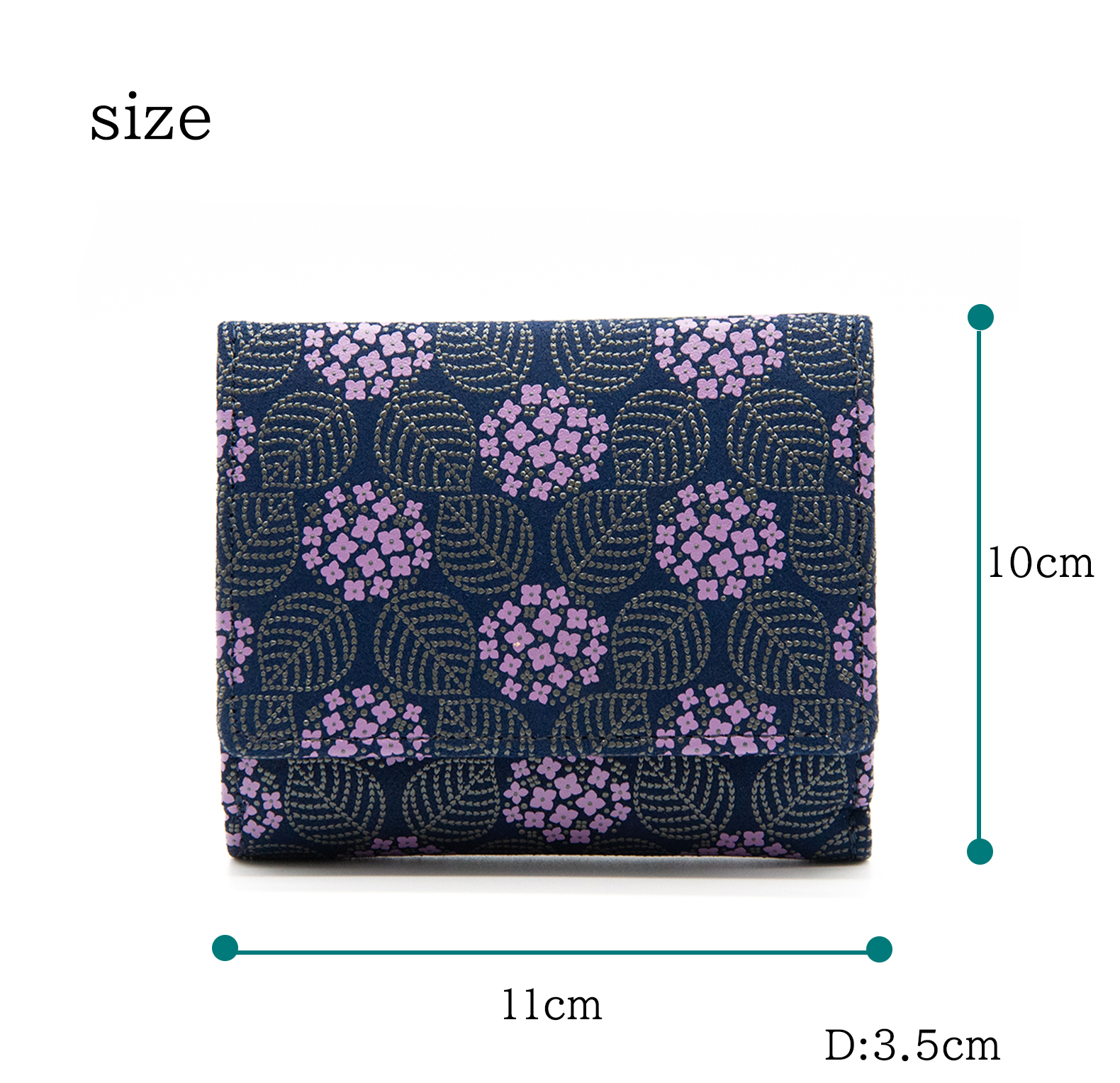 印傳屋（INDEN-YA） 印伝 財布 2つ折り財布 みその あじさい 紫陽花