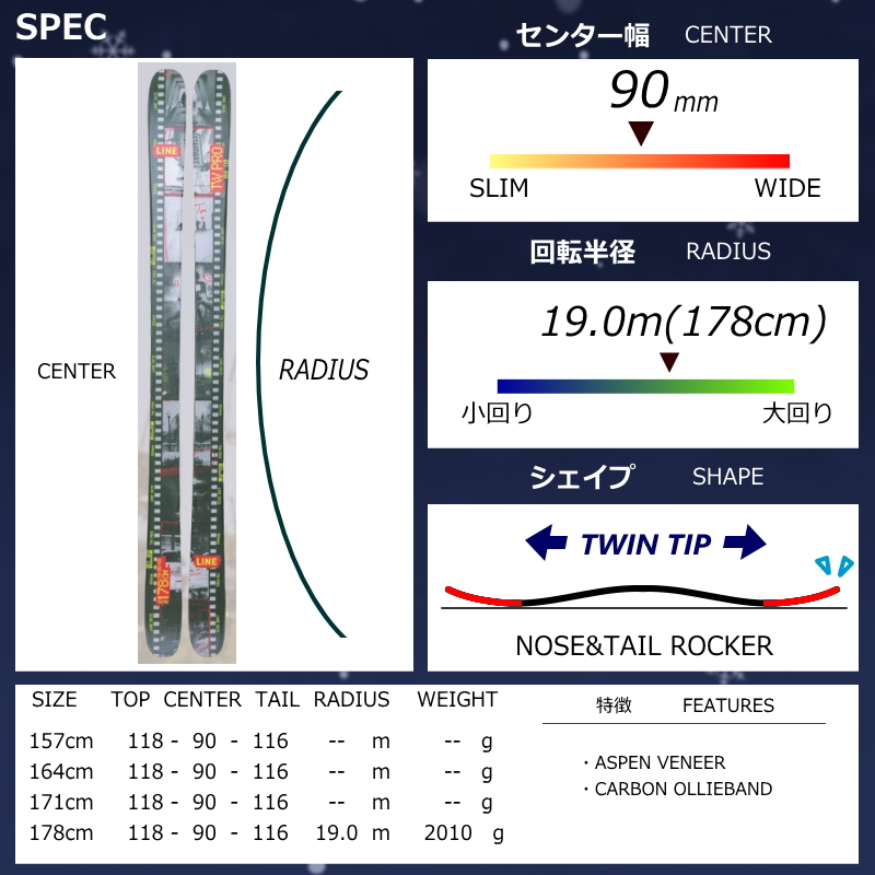 センター幅90mm 157cm|164cm|171cm|178cm]LINE TOM WALLISCH PRO+