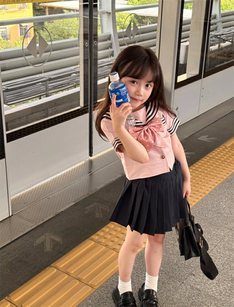 2点セット】セーラー服 子供服 女の子 夏服 セットアップ キッズ 制服