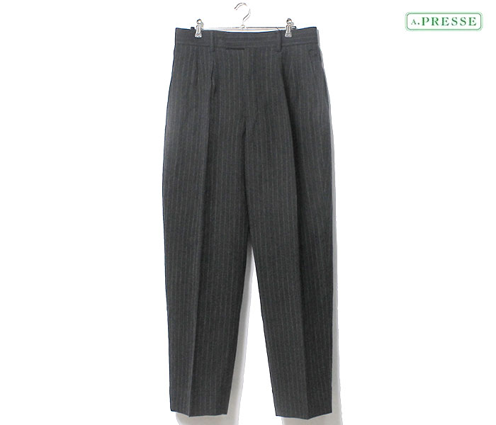 アプレッセ A.PRESSE ワイドテーパード トラウザーズ ストライプ Wide