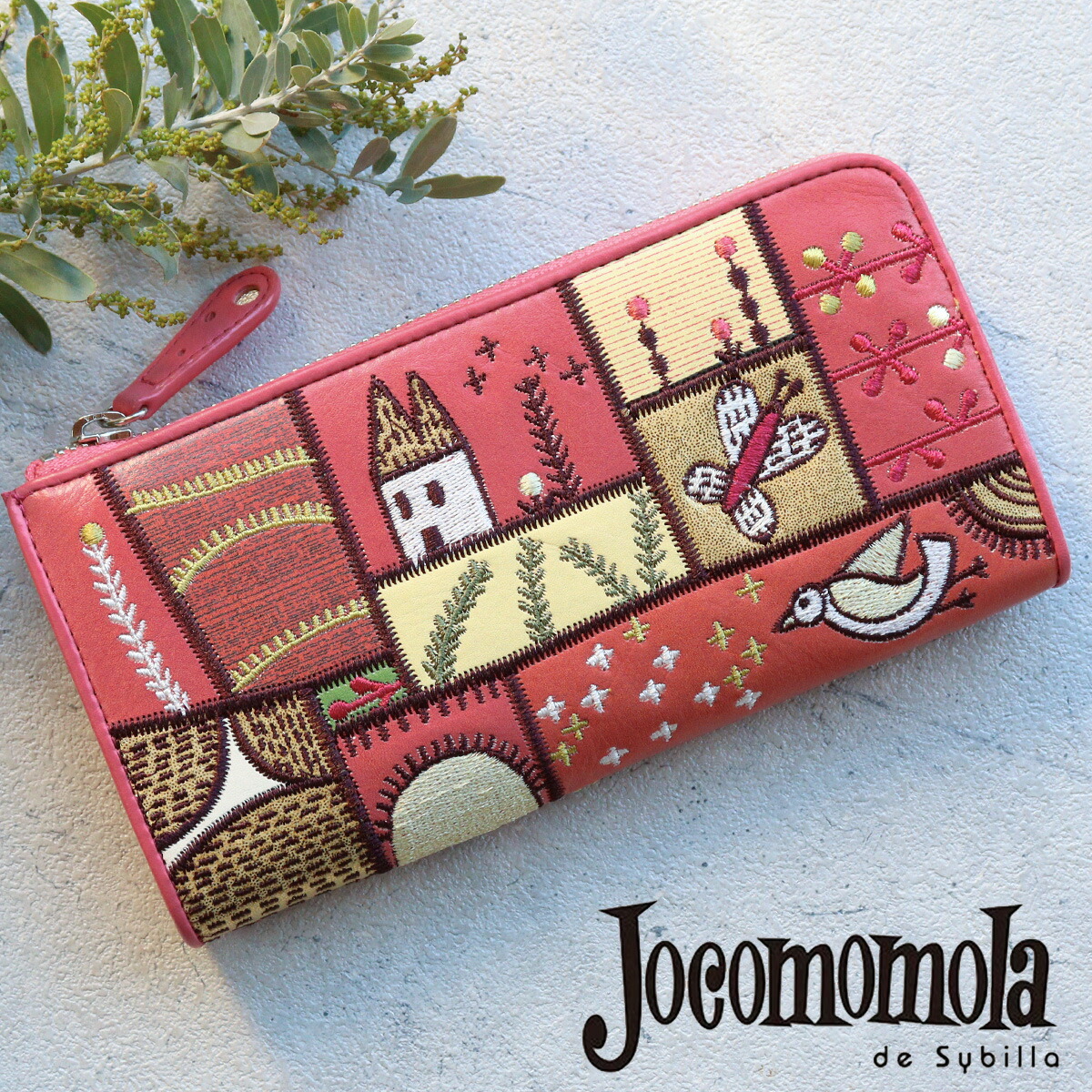 Jocomomola（ホコモモラ） 長財布 L字ファスナー カンポ 牛革 ピッグ箔