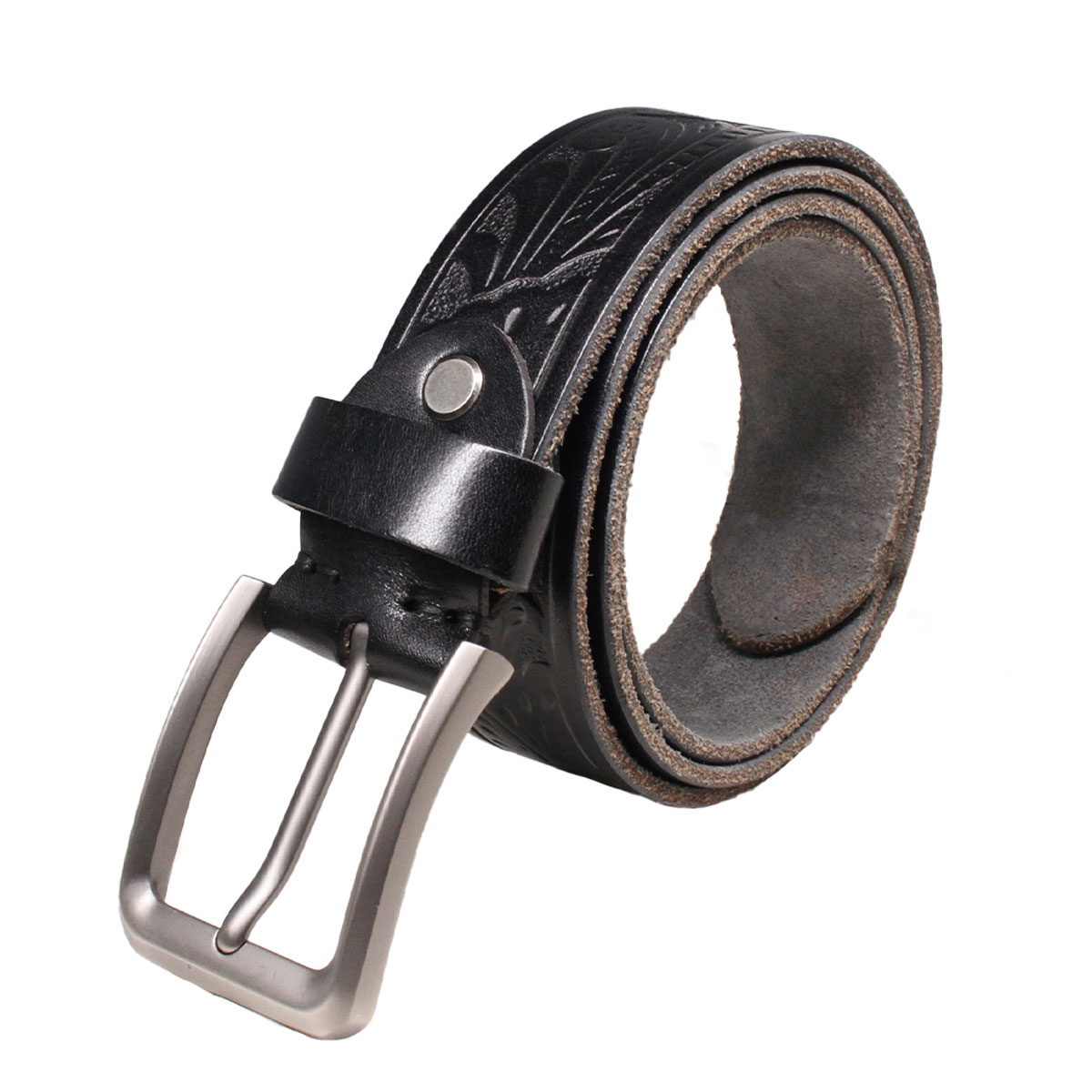 ベルト メンズ カジュアル 本革 大きいサイズ ロング レザー フワラー