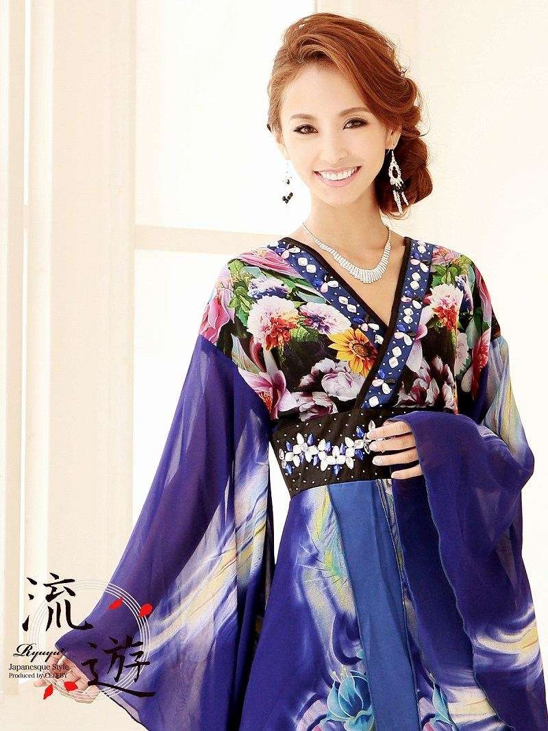 Ryuyu 花魁 コスプレ 衣装 和柄ドレス コンパニオン 衣装 着物 ドレス