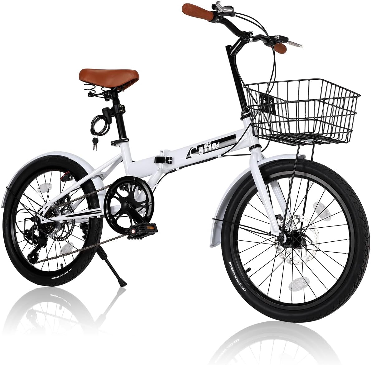折りたたみ自転車 20インチ 自転車 シマノ7段変速 カゴ付き 軽量
