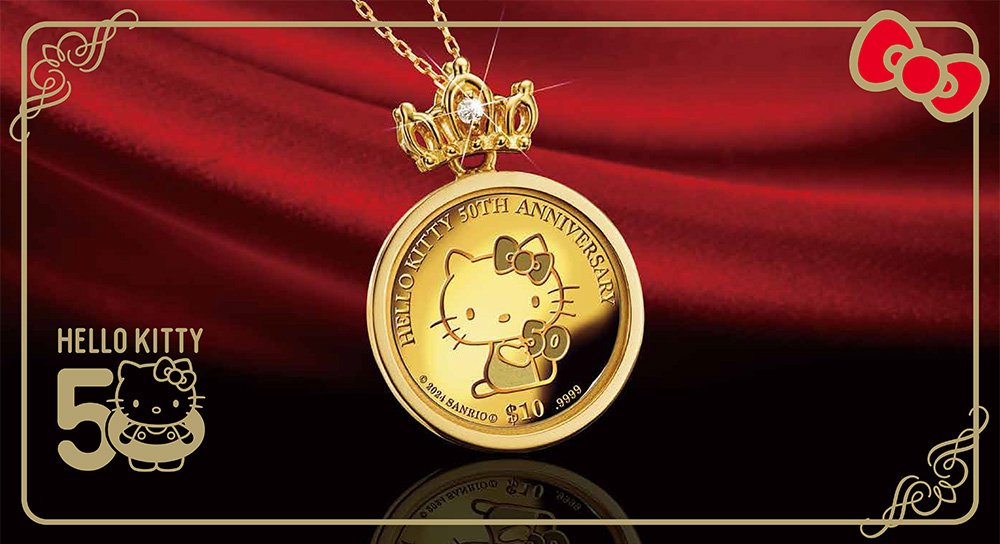 ハローキティ 50thアニバーサリー金貨 純金コインペンダント 24金