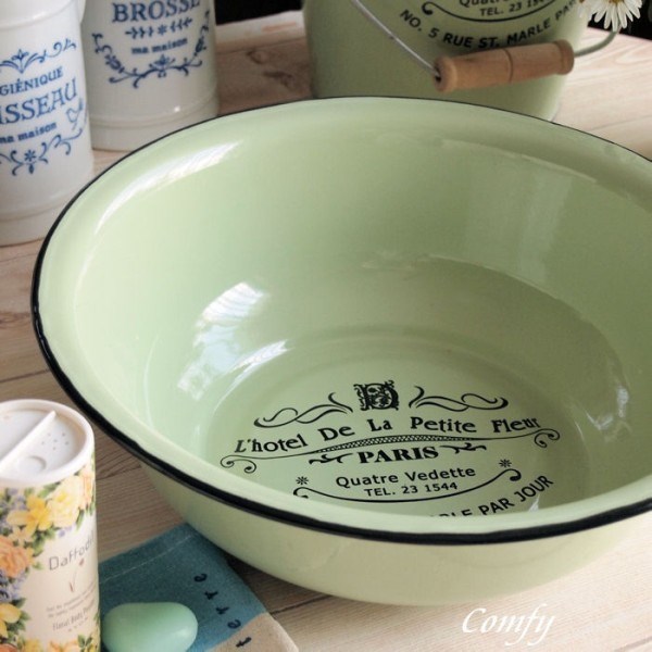 新ロゴ♪ ホーロー雑貨 ホーロー 洗面器 グリーン 北欧雑貨 カントリー