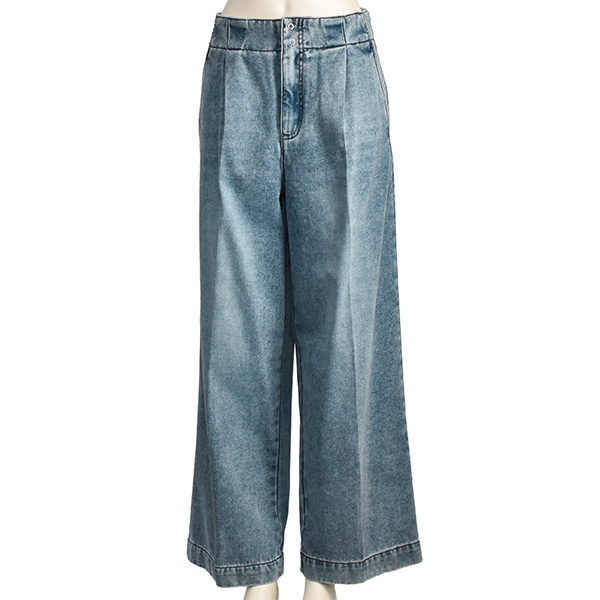 PASSIONE（パシオーネ） 裏起毛 デニム ワイド パンツ レディース