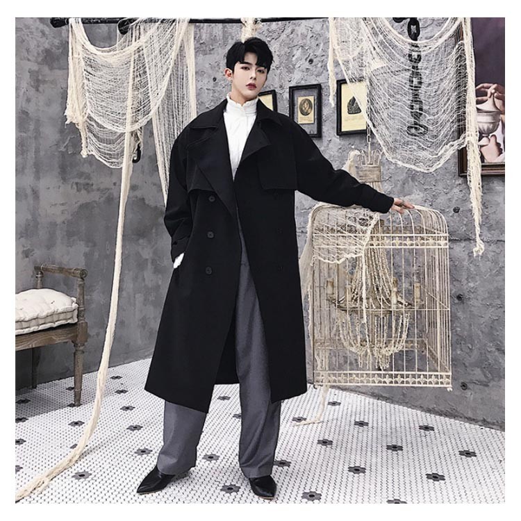 トレンチコート ロング丈 膝下 メンズ ビジネス カジュアル オーバー