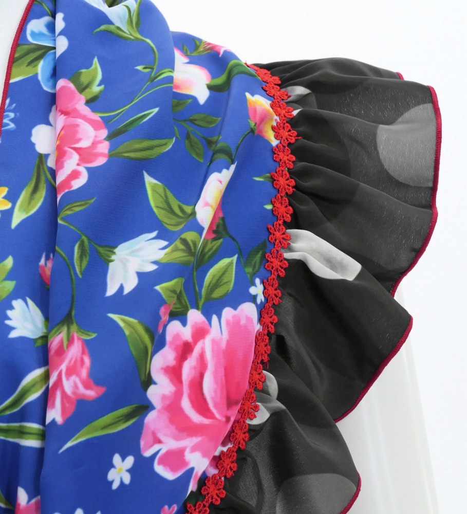 フラメンコ ピキージョ・エプロンセット 花柄 ブルー PA-29 : emika