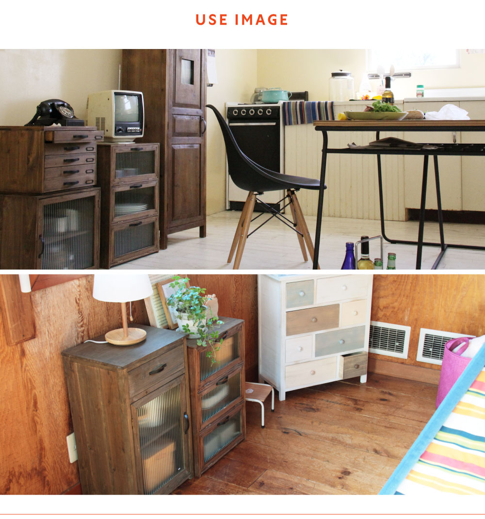 東谷 キャビネット 3段 フラップ式 扉付き 木製 本棚 ガラス フラップ